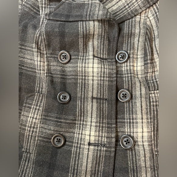 Old navy button up plaid pea coat jacket - Picture 2 of 7